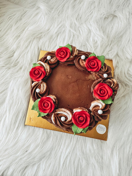 Chocolate Ice Cream Cake + Fresh Flower Bouquet Bundle