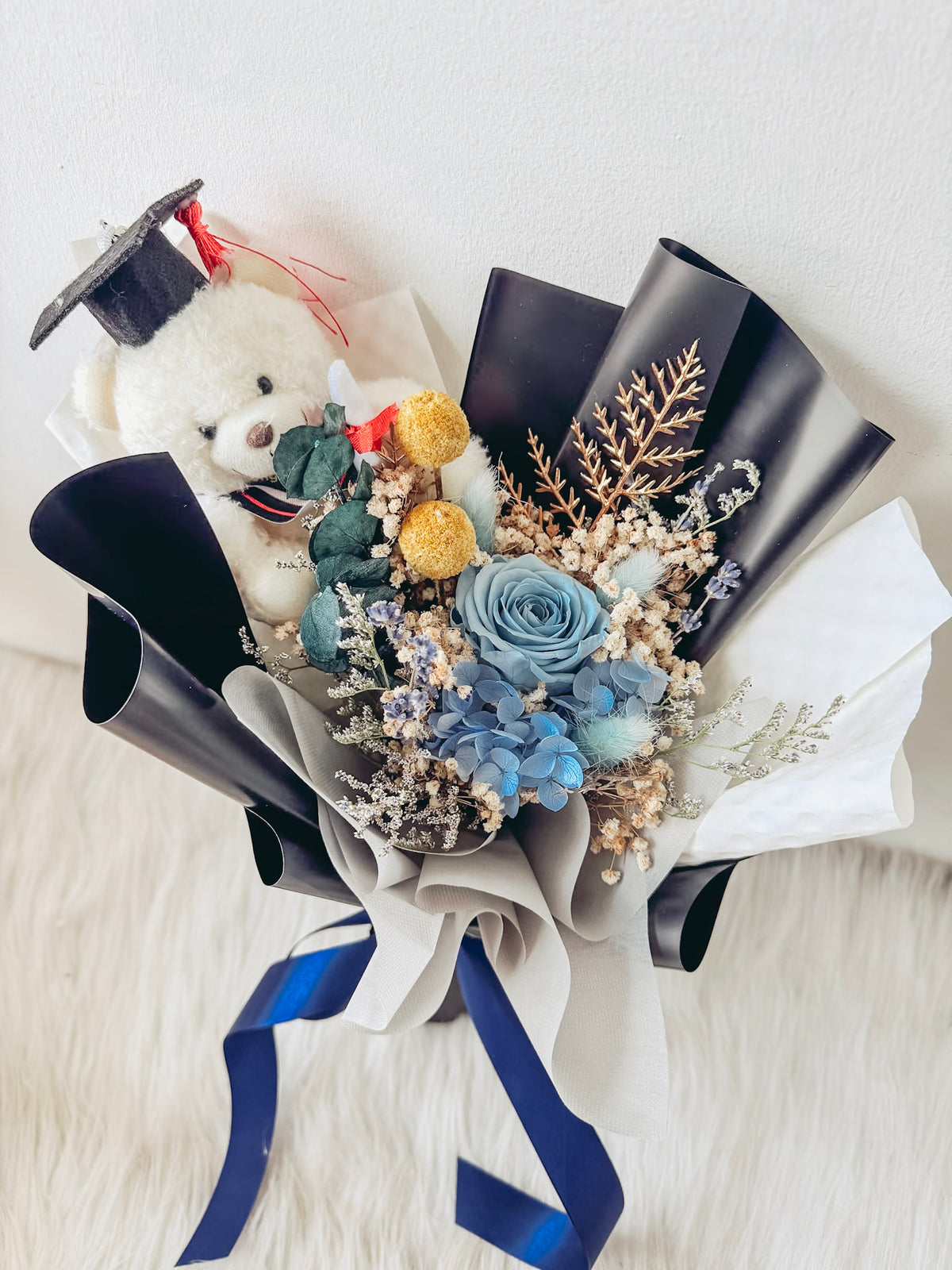 [Preserved] Blush Scholar Teddy Bouquet