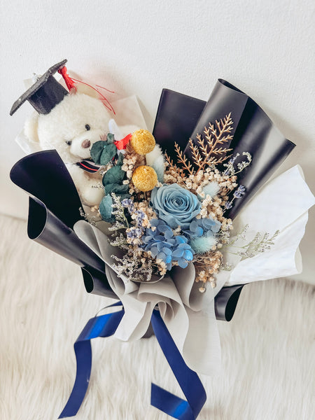 [Preserved] Blush Scholar Teddy Bouquet