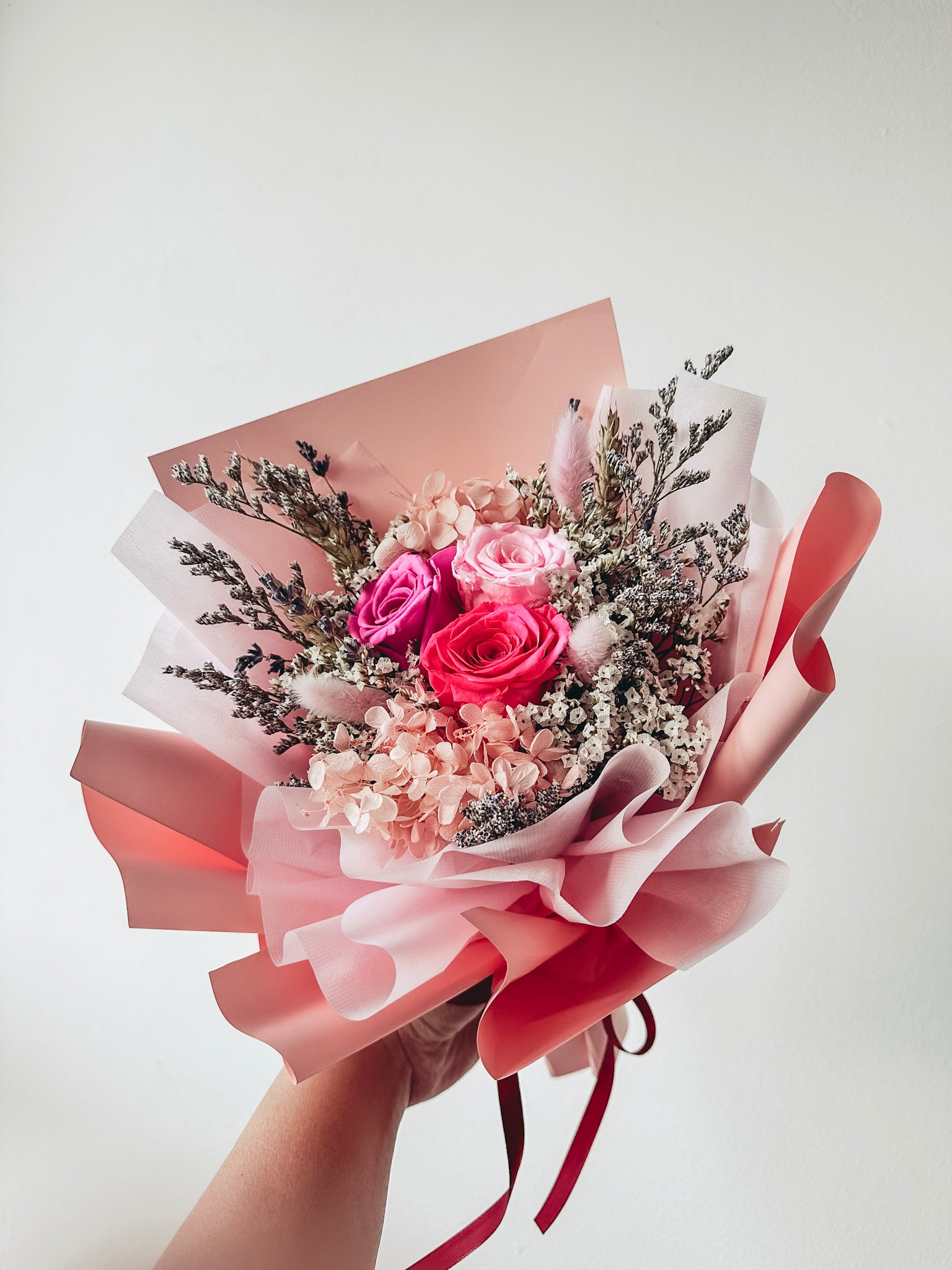 Petite 3 stalks Preserved Rose Bouquet-6