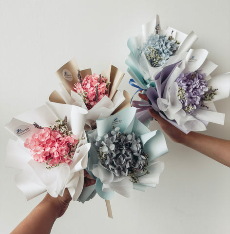 Simple Preserved Hydrangea Bouquets (Bundle of Assorted Colours)