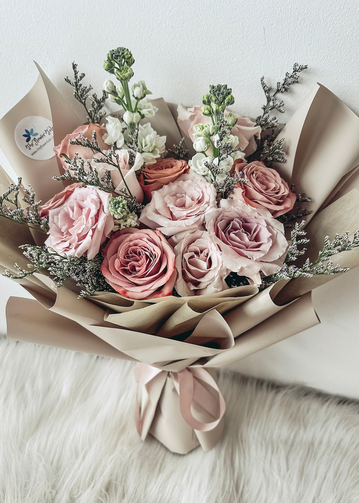 Madly in Love (Cappuccino & Quicksand)- 12 stalks Roses Bouquet