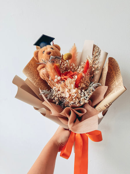 [Preserved] Blush Scholar Teddy Bouquet