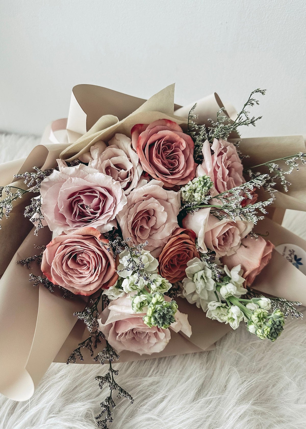 Madly in Love (Cappuccino & Quicksand)- 12 stalks Roses Bouquet