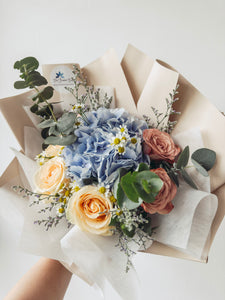 Annabelle- Blue Hydrangea Bouquet