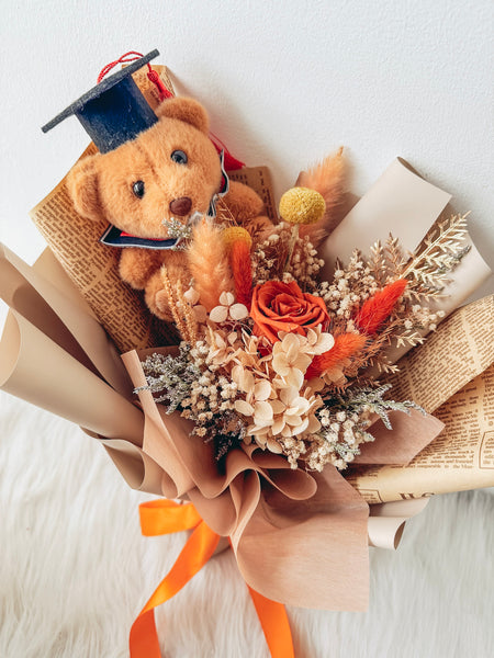 [Preserved] Blush Scholar Teddy Bouquet