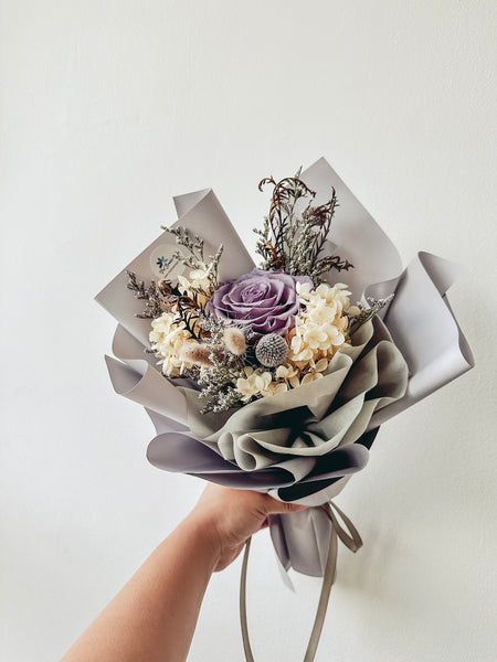 Chocolate Ice Cream Cake + Preserved Rose Bouquet Bundle