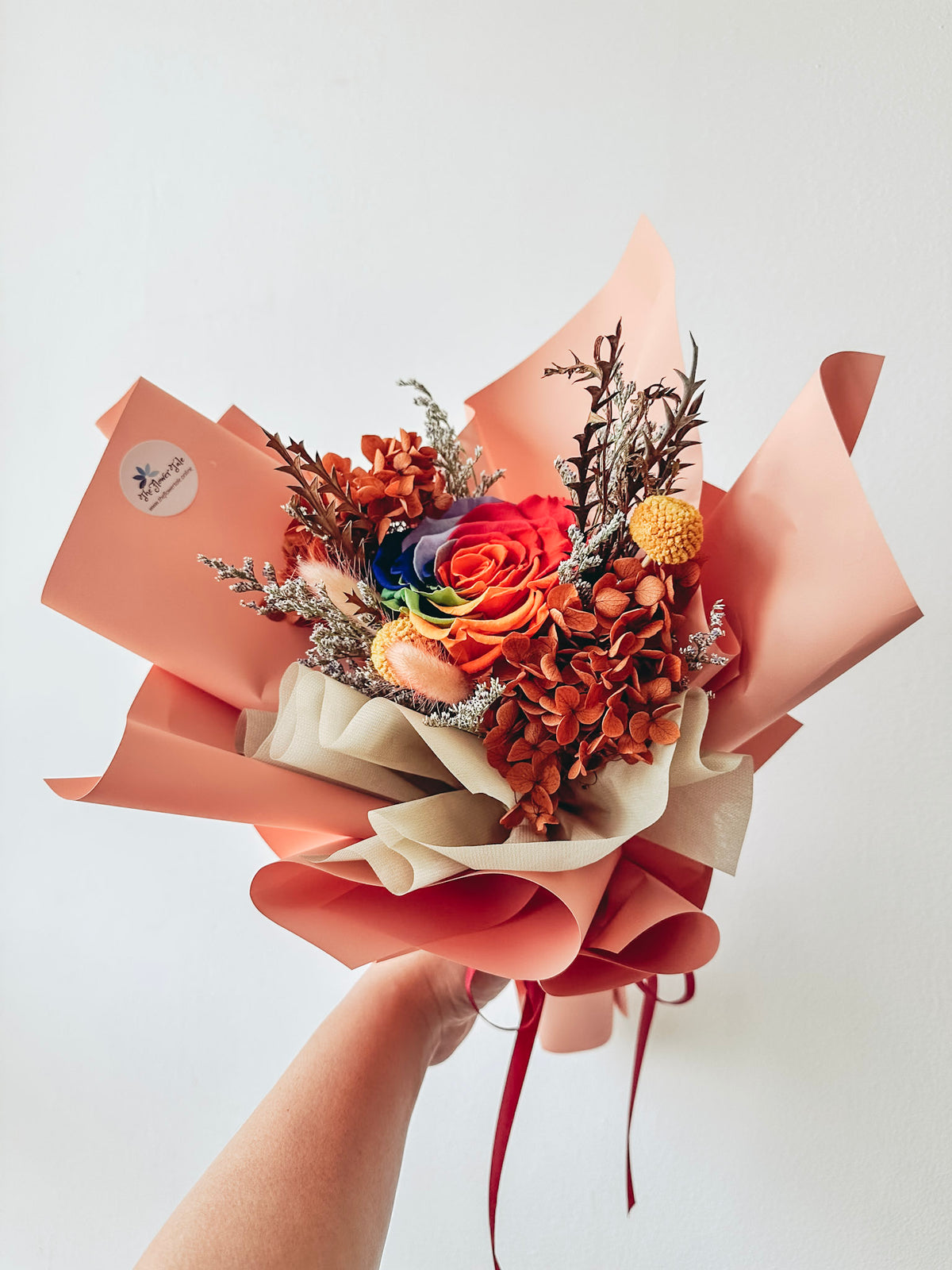 Chocolate Ice Cream Cake + Preserved Rose Bouquet Bundle