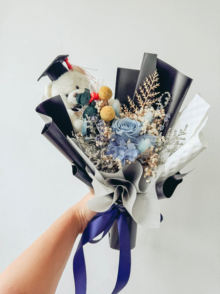 [Preserved] Blush Scholar Teddy Bouquet