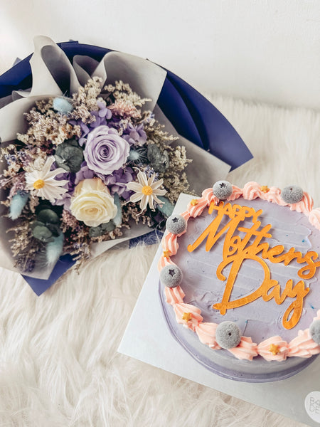 Mother’s Day Açaí Ice Cream Cake & Flower Bundle (5”)