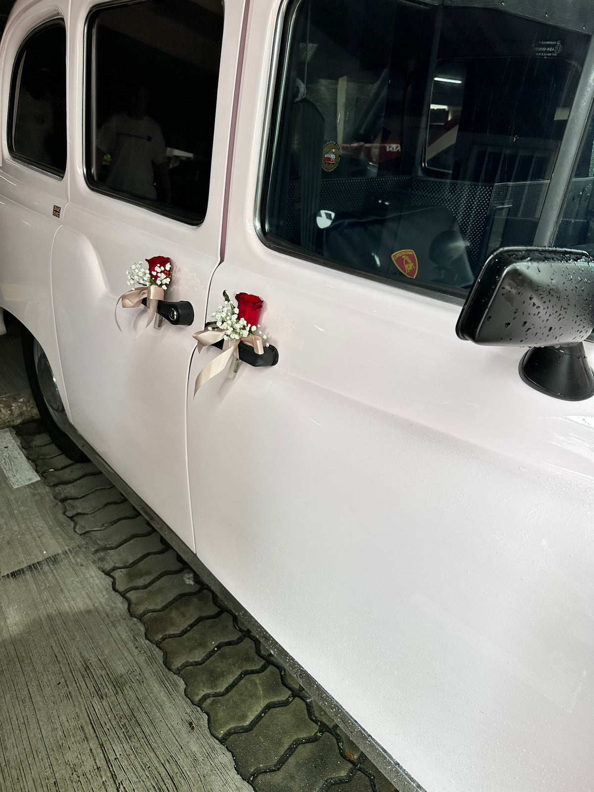 Premium Wedding Car (White with Red & Cappuccino)