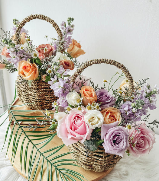 Magnolia- Pastel Fresh Roses Basket
