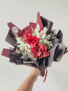 1 stalk preserved rose bouquet (Shimmer Red)