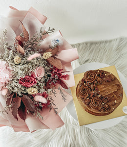 Chocolate Ice Cream Cake + Preserved Bouquet Bundle