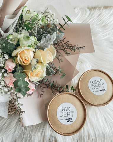 Champagne Rose Bouquet with Twin Pint Ice Cream