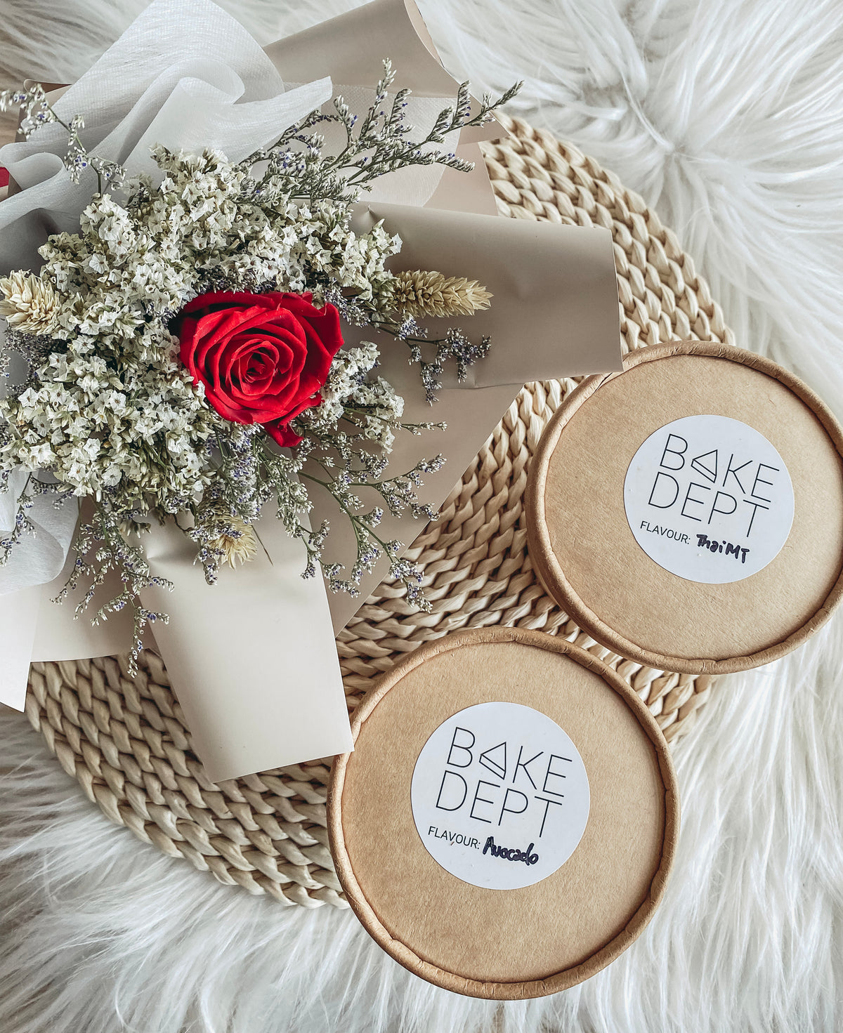 Preserved Red Rose Bouquet with Twin Pint Ice Cream