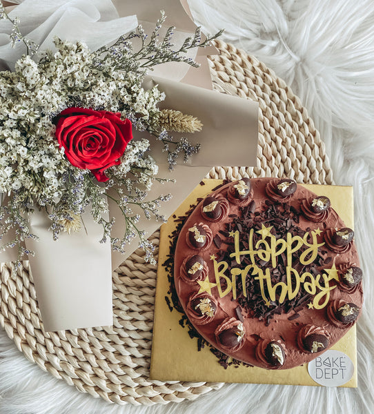 Preserved Flowers with cake delivery Singapore, ice cream delivery