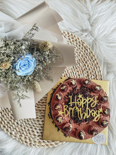 Preserved Flowers with cake delivery Singapore, ice cream delivery