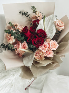 red rose dutch carnation proposal bouquet Cheap Flower Delivery Same day flower delivery available for orders placed before 2pm. Free delivery above $120